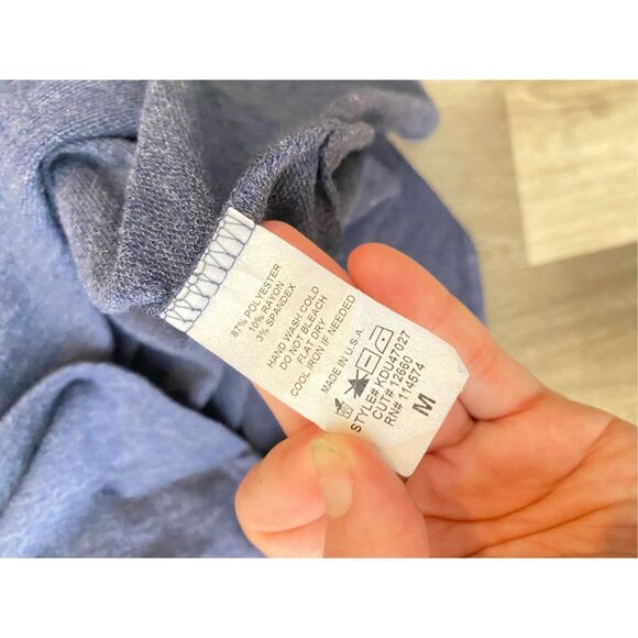 Pleione Anthropologie Blue Peplum Shirt Blouse w/ Bell Sleeves, Size Medium - Picture 5 of 6